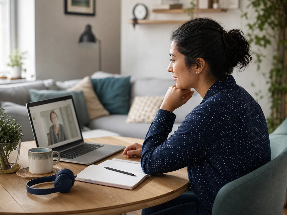 Adult attending an online ADHD consultation from home