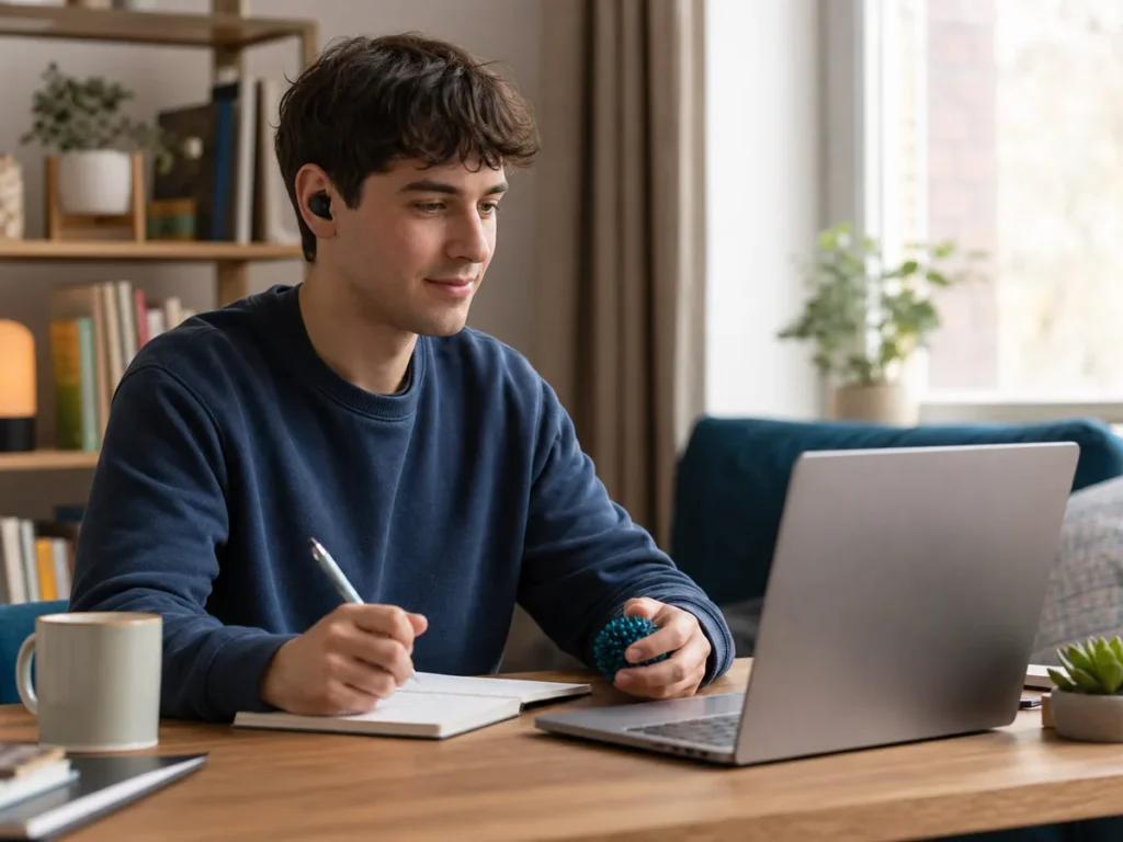 Young adult taking part in an online autism guidance session