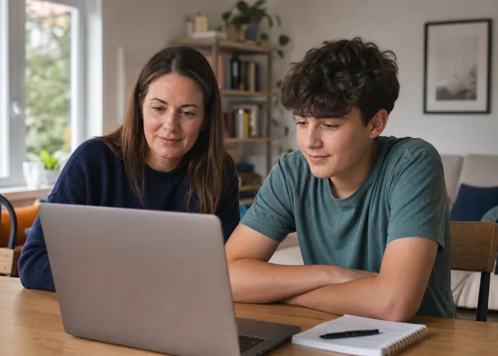 Parent and teenager attending an online ADHD assessment