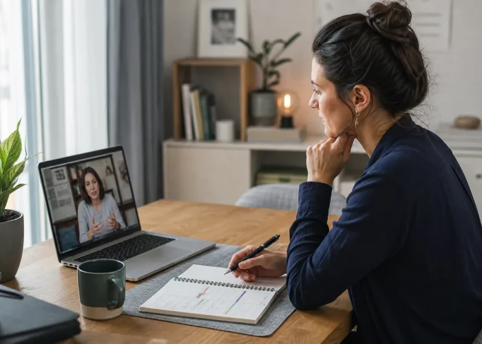 Adult discussing ADHD treatment planning during an online consultation